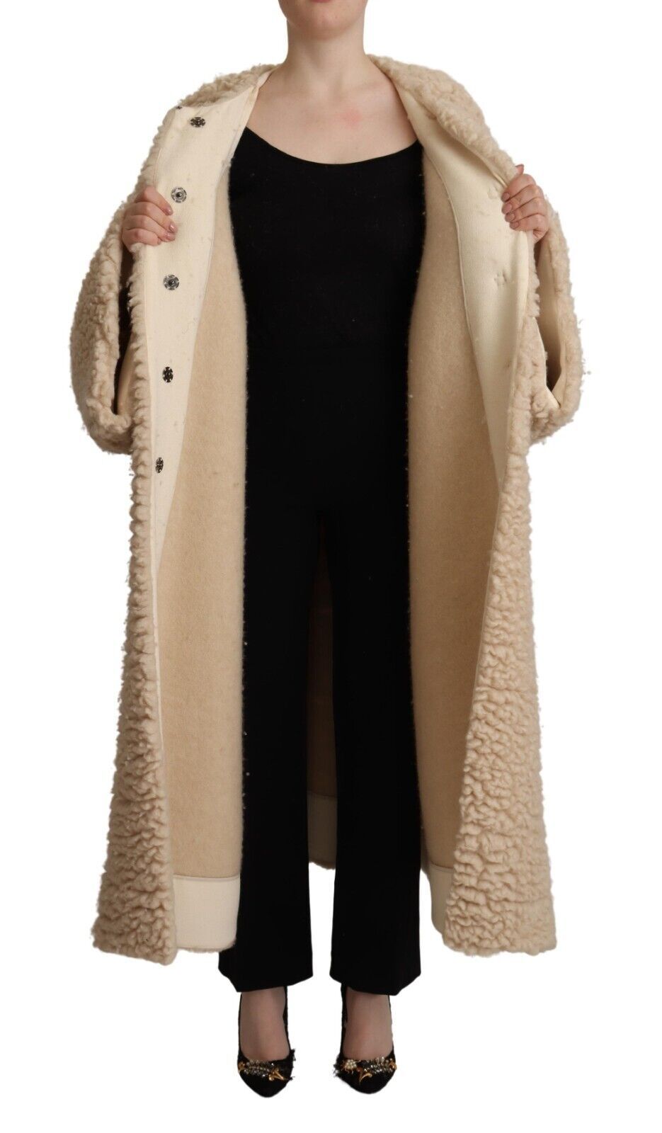 Dolce & Gabbana Elegant Beige Cashmere Overcoat Women's Jacket