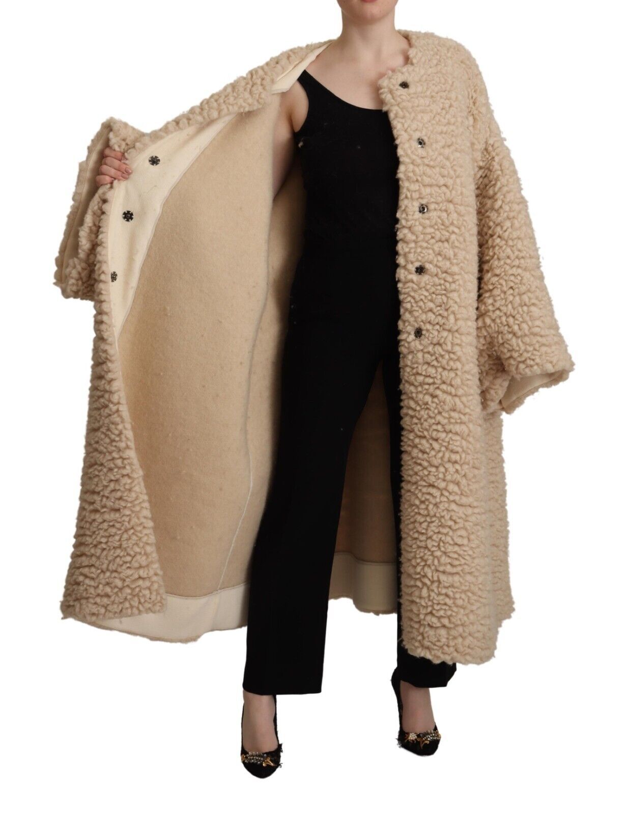 Dolce & Gabbana Elegant Beige Cashmere Overcoat Women's Jacket