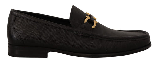 Salvatore Ferragamo Elegant Black Calf Leather Men's Loafers