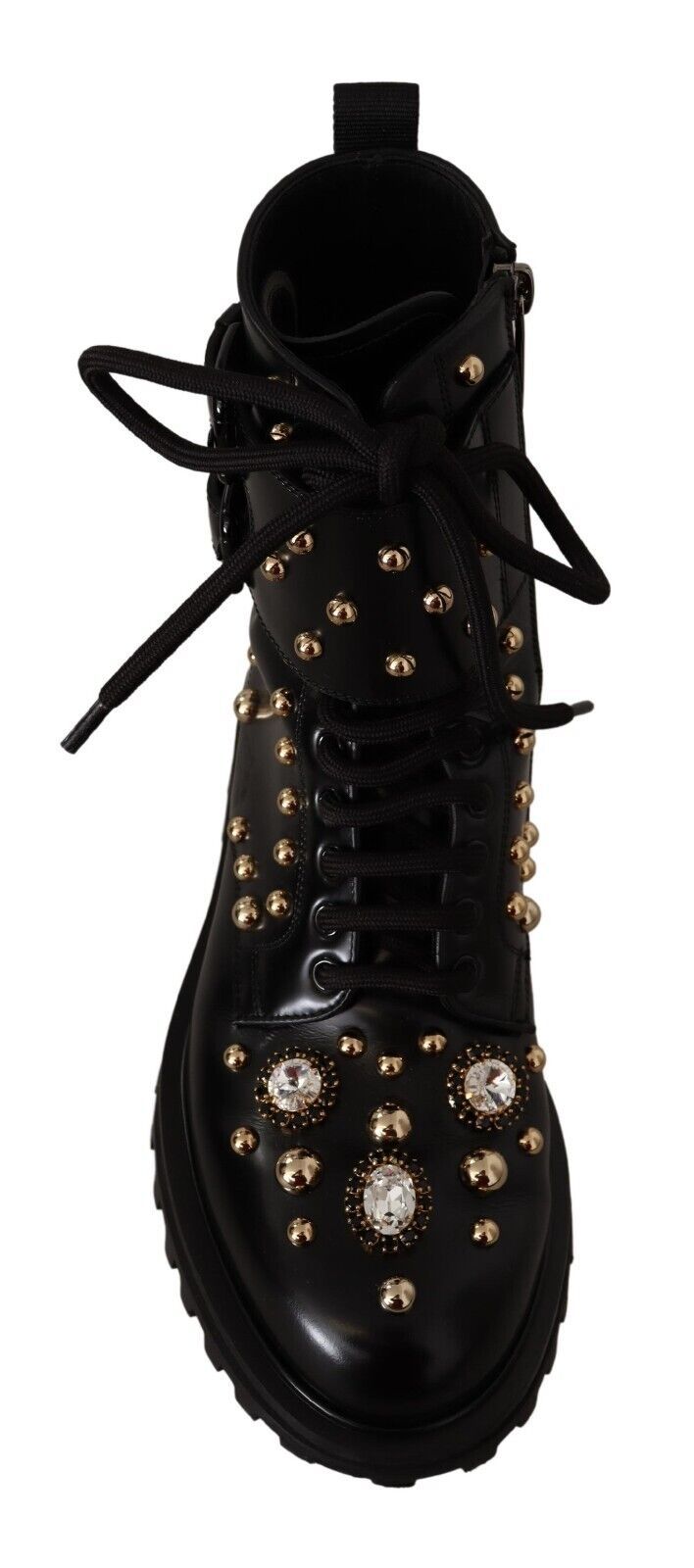 Dolce & Gabbana Black Crystal-Studded Formal Men's Boots