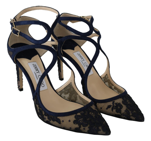 Jimmy Choo Navy Lancer Leather Pumps Elegance Women's Unleashed