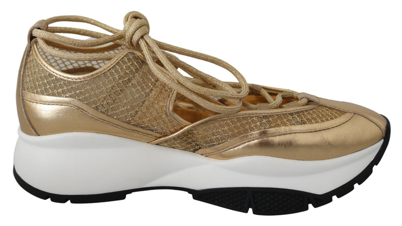 Jimmy Choo Golden Glamour Mesh Leather Women's Sneakers