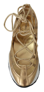 Jimmy Choo Golden Glamour Mesh Leather Women's Sneakers