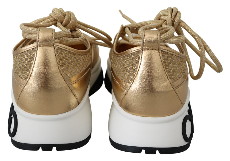 Jimmy Choo Golden Glamour Mesh Leather Women's Sneakers