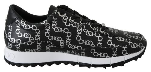 Jimmy Choo Elegant Black & Silver Leather Women's Sneakers