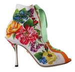 Dolce & Gabbana Floral Open Toe Jersey Women's Heels