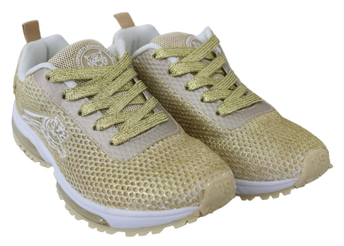 Plein Sport Exquisite Gold Polyester Sport Women's Sneakers