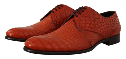 Dolce & Gabbana Exotic Orange Croc Leather Laceup Dress Men's Shoes