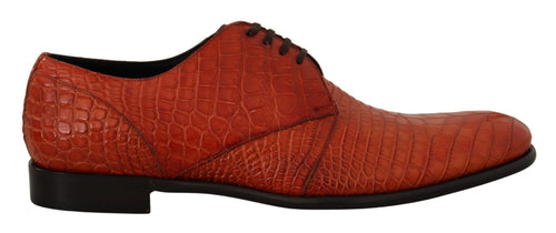 Dolce & Gabbana Exotic Orange Croc Leather Laceup Dress Men's Shoes