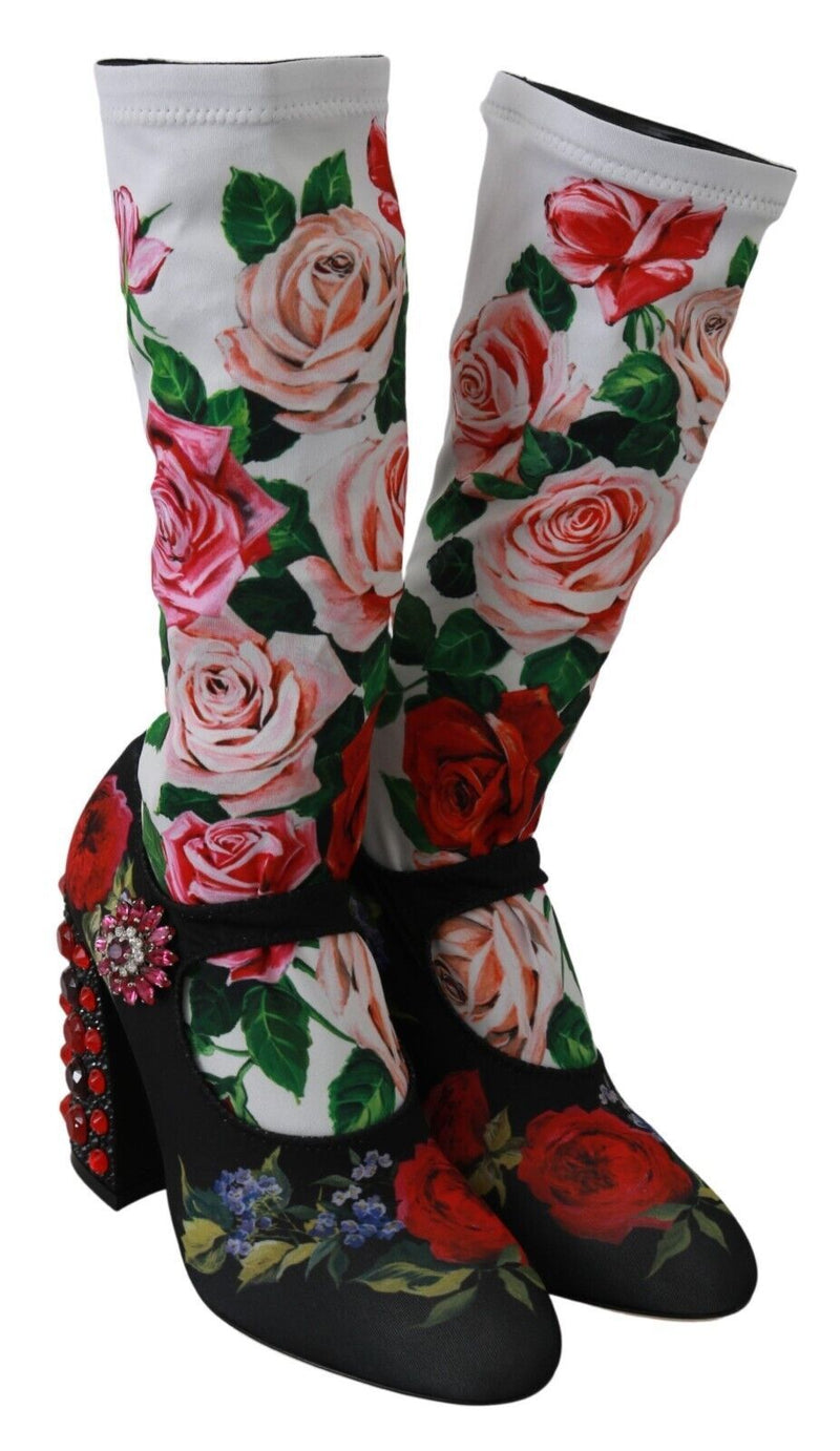 Dolce & Gabbana Floral Embellished Socks Women's Boots