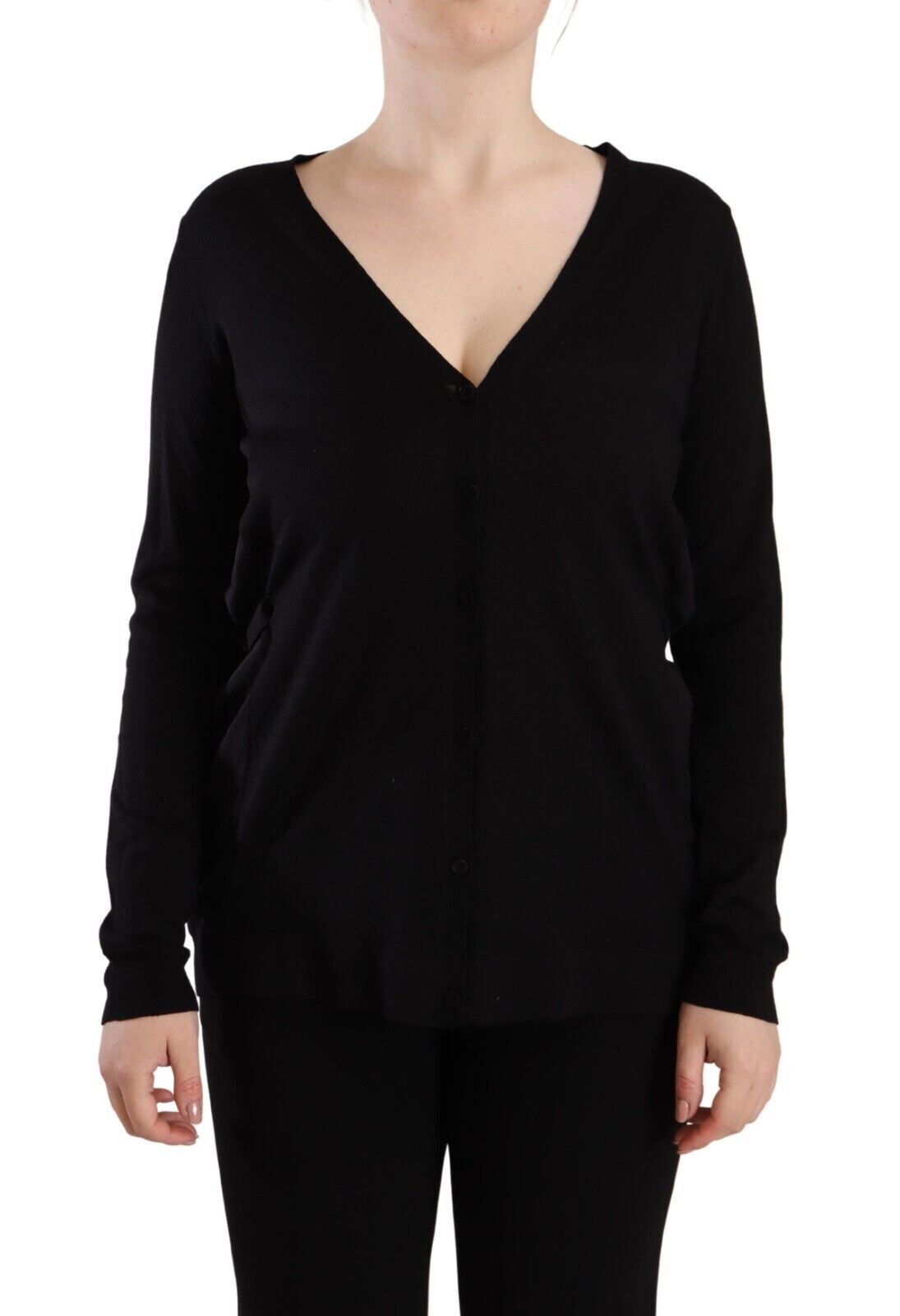 Dolce & Gabbana Elegant Black V-Neck Wool Women's Pullover