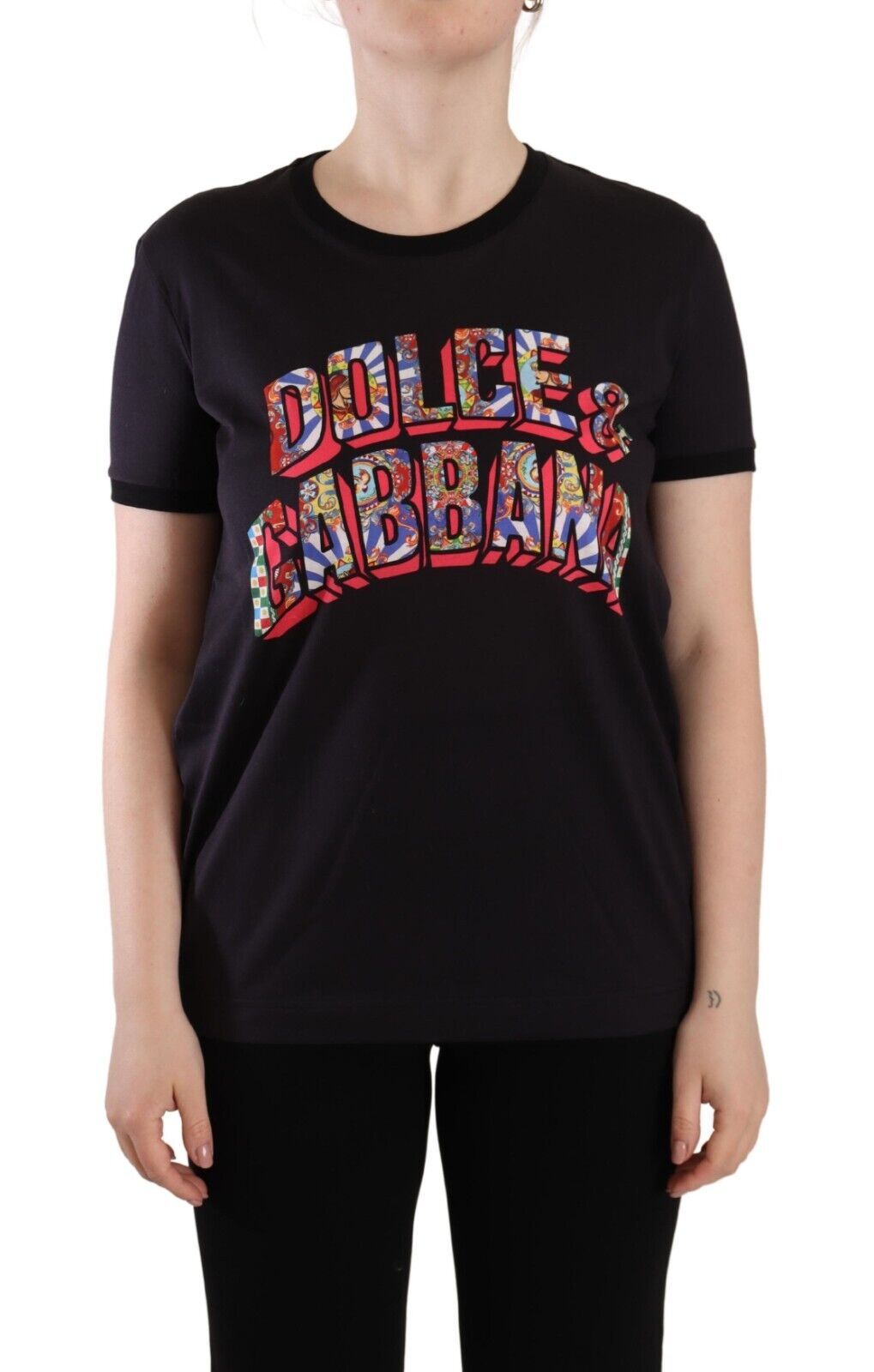 Dolce & Gabbana Chic Black Crew Neck Logo Women's Tee