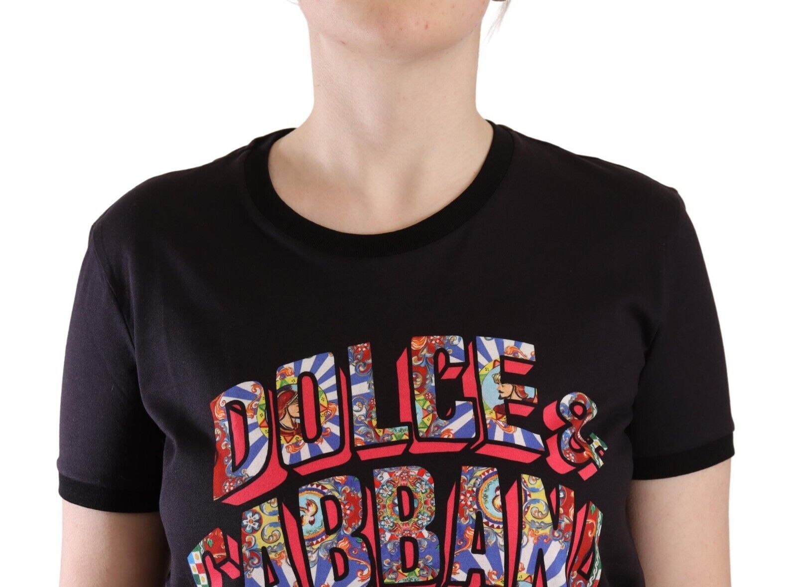 Dolce & Gabbana Chic Black Crew Neck Logo Women's Tee