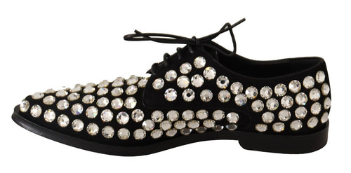 Dolce & Gabbana Elegant Crystal-Embellished Lace-Up Women's Flats