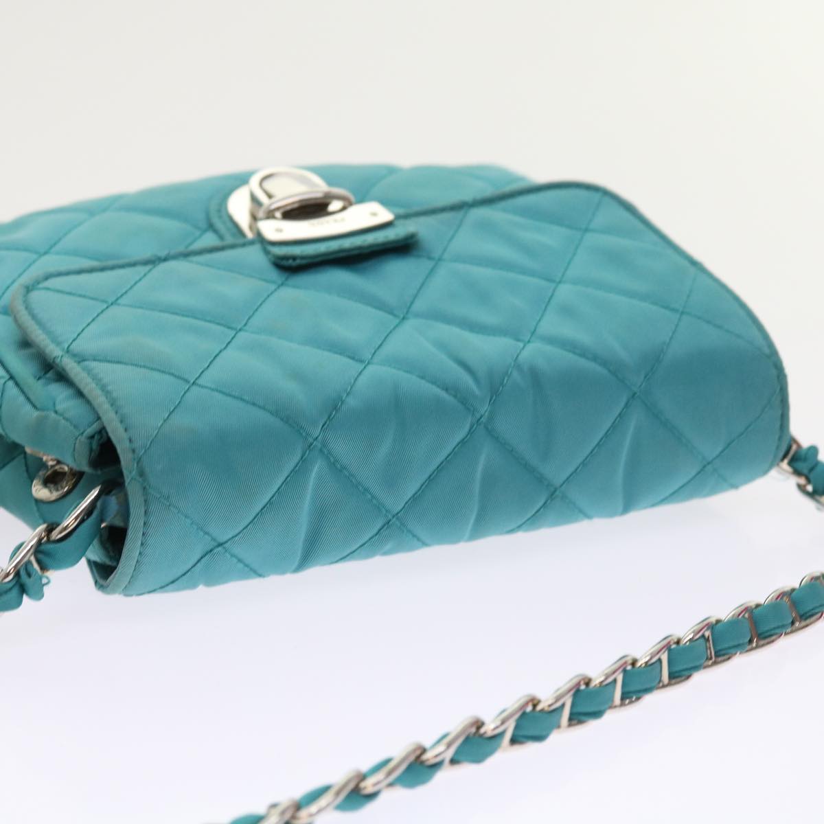 Prada Tessuto Turquoise Synthetic Shoulder Bag (Pre-Owned)