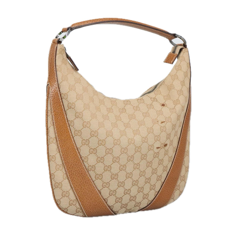 Gucci Hobo Beige Canvas Shoulder Bag (Pre-Owned)