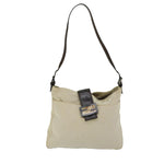 Fendi Mamma Baguette Beige Canvas Shoulder Bag (Pre-Owned)