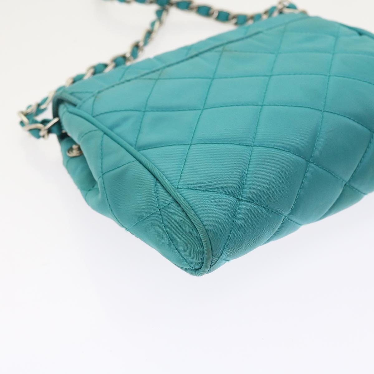 Prada Tessuto Turquoise Synthetic Shoulder Bag (Pre-Owned)