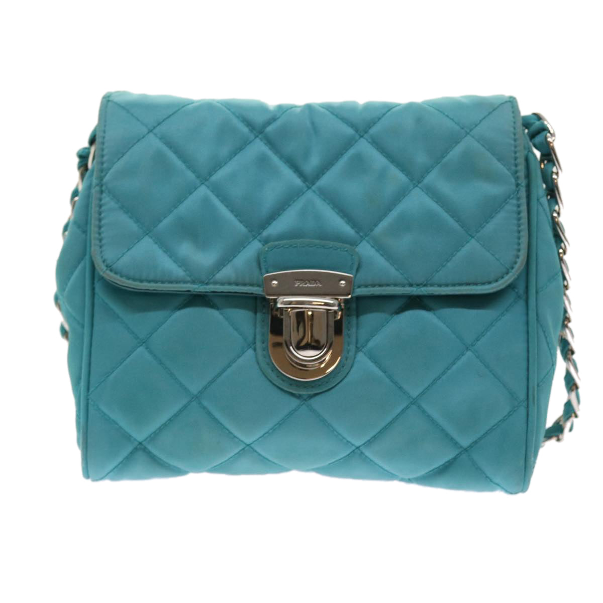 Prada Tessuto Turquoise Synthetic Shoulder Bag (Pre-Owned)