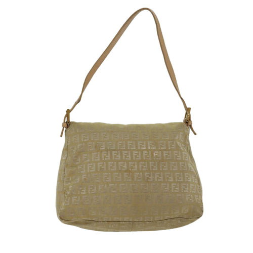 Fendi Mamma Baguette Beige Canvas Shoulder Bag (Pre-Owned)