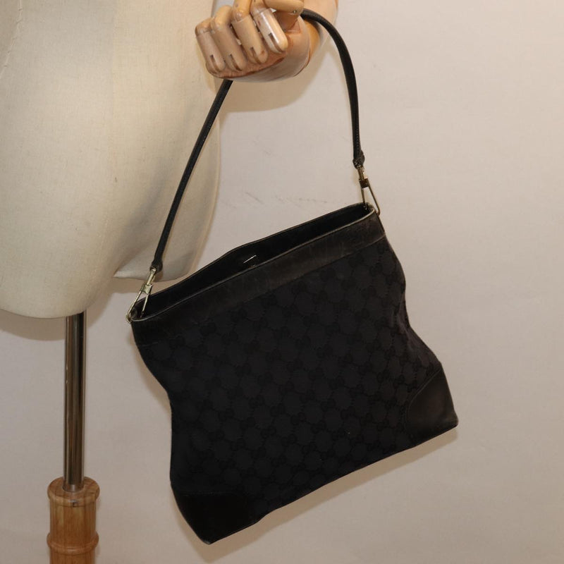 Gucci Gg Canvas Black Canvas Shoulder Bag (Pre-Owned)