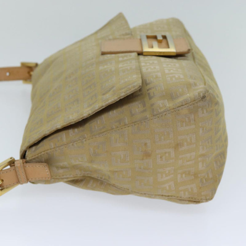 Fendi Mamma Baguette Beige Canvas Shoulder Bag (Pre-Owned)