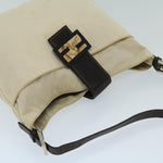 Fendi Mamma Baguette Beige Canvas Shoulder Bag (Pre-Owned)