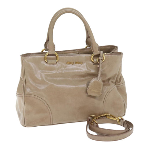 Miu Miu Vitello Beige Leather Handbag (Pre-Owned)