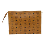 MCM Visetos Brown Canvas Clutch Bag (Pre-Owned)