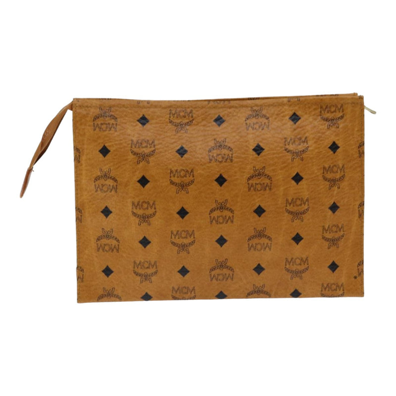 MCM Visetos Brown Canvas Clutch Bag (Pre-Owned)