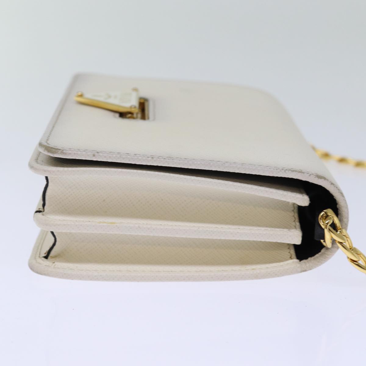 Prada Saffiano Beige Leather Shoulder Bag (Pre-Owned)