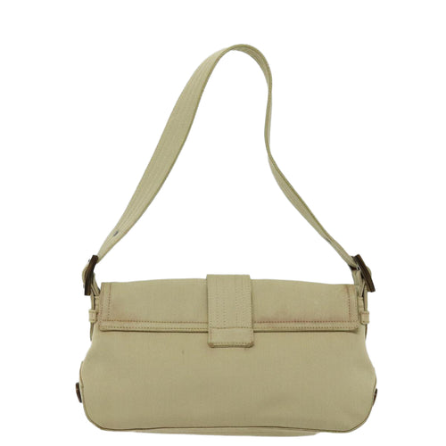 Salvatore Ferragamo Gancini Beige Canvas Shoulder Bag (Pre-Owned)