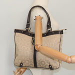 Salvatore Ferragamo Gancini Beige Canvas Shoulder Bag (Pre-Owned)