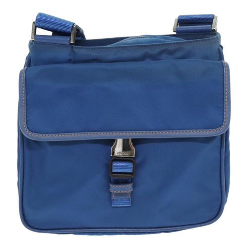 Prada Re-Nylon Blue Canvas Shoulder Bag (Pre-Owned)