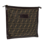 Fendi Zucca Brown Canvas Clutch Bag (Pre-Owned)