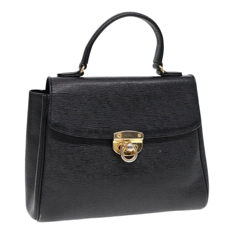 Versace Gianni Black Leather Handbag (Pre-Owned)