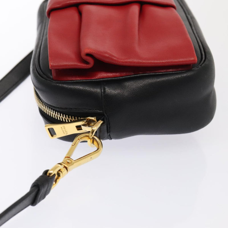 Prada Ribbon Red Leather Shoulder Bag (Pre-Owned)