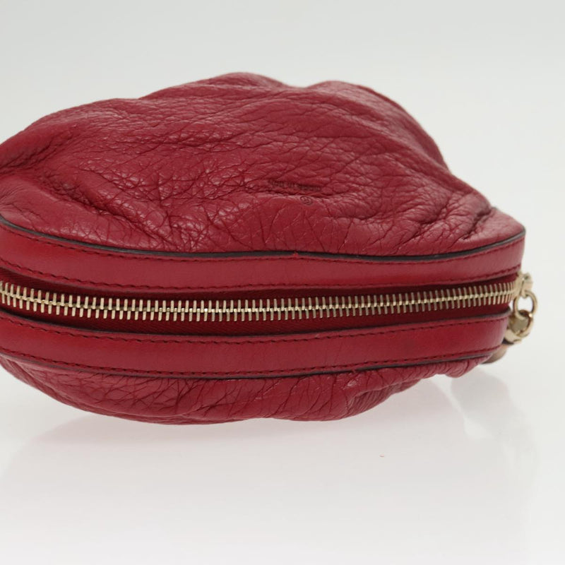 Gucci Bamboo Red Leather Clutch Bag (Pre-Owned)