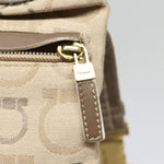 Salvatore Ferragamo Gancini Beige Canvas Shoulder Bag (Pre-Owned)