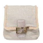 Fendi Zucchino Beige Canvas Shoulder Bag (Pre-Owned)