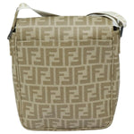 Fendi Zucca Beige Canvas Shoulder Bag (Pre-Owned)