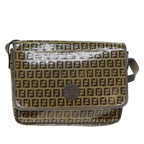 Fendi Zucchino Brown Canvas Shoulder Bag (Pre-Owned)