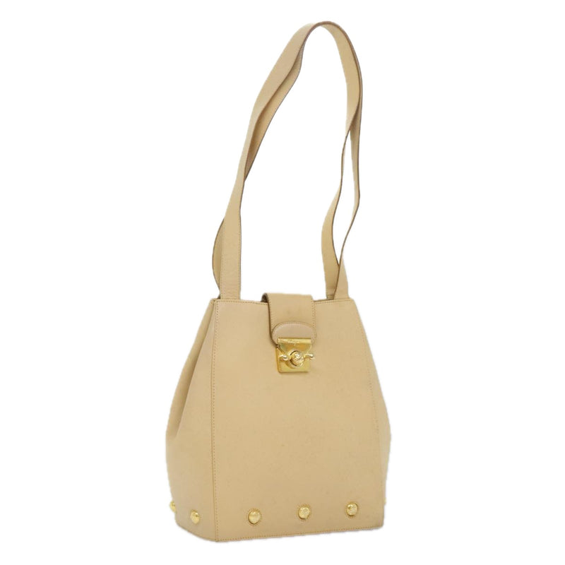 Salvatore Ferragamo Beige Leather Shoulder Bag (Pre-Owned)