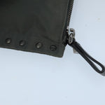 Valentino Garavani Rockstud Grey Leather Clutch Bag (Pre-Owned)