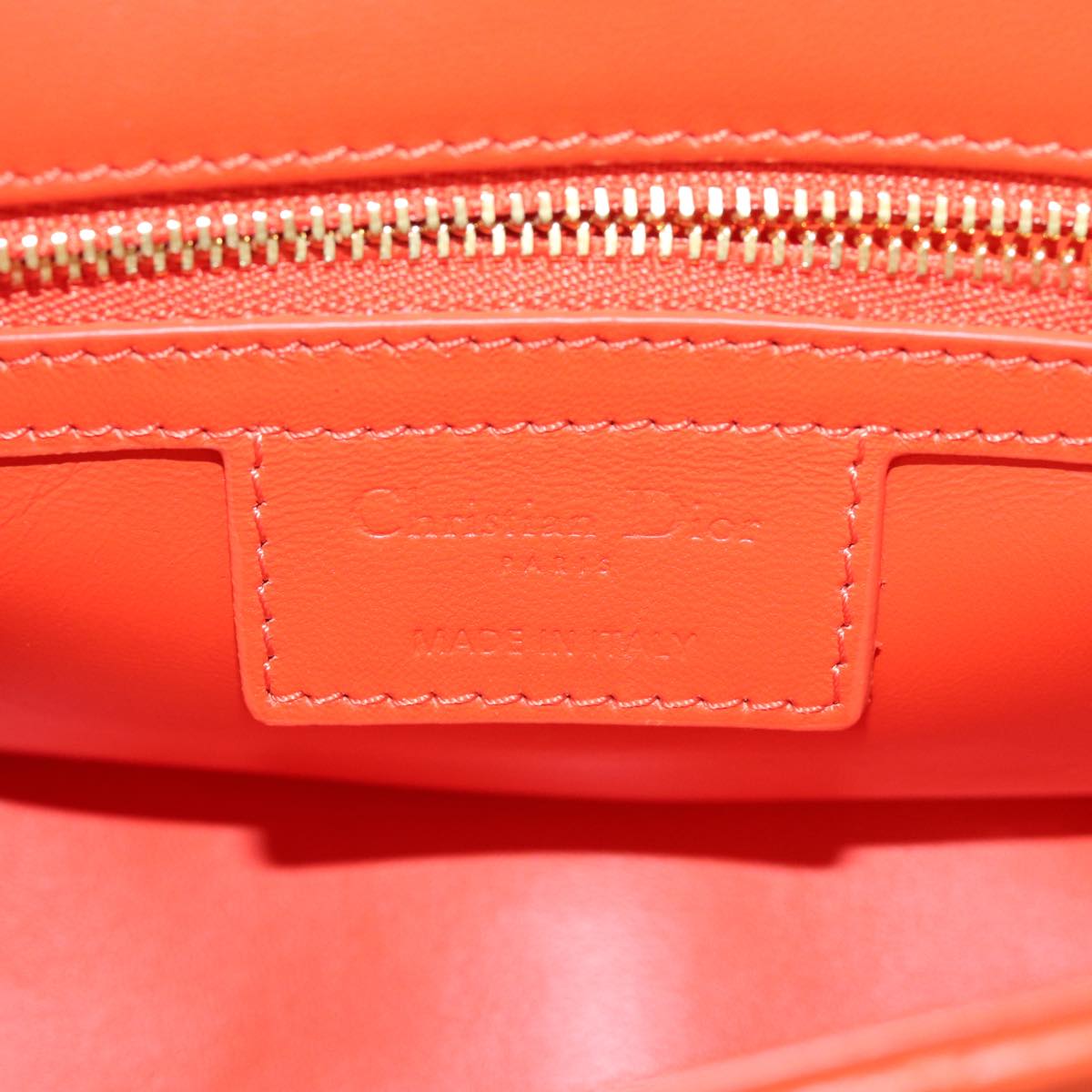 Dior Caro Orange Leather Shoulder Bag (Pre-Owned)