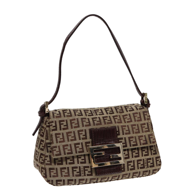 Fendi Mamma Baguette Brown Canvas Handbag (Pre-Owned)