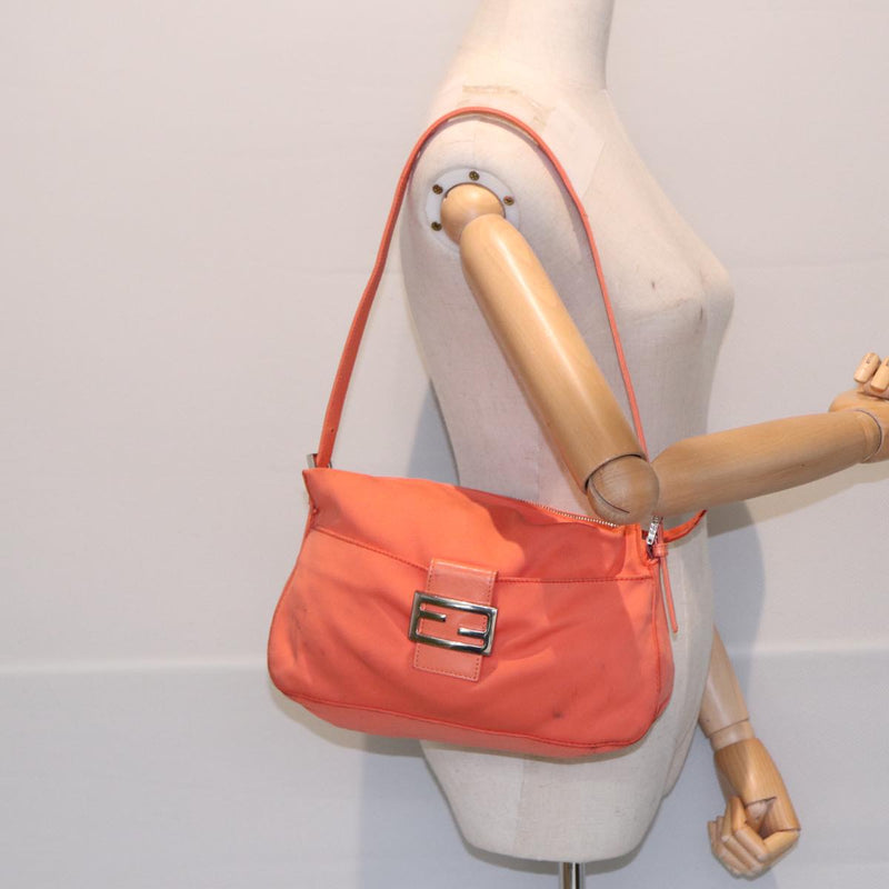 Fendi Mamma Baguette Orange Canvas Shoulder Bag (Pre-Owned)