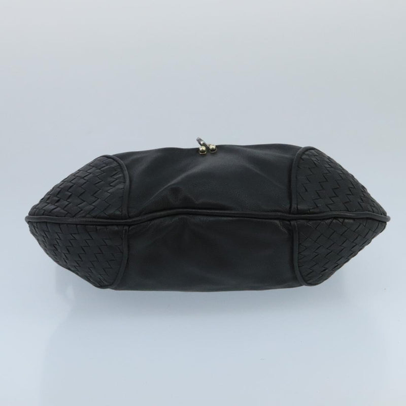 Bottega Veneta Intrecciato Black Leather Shoulder Bag (Pre-Owned)