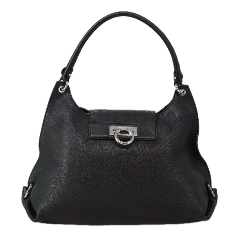 Salvatore Ferragamo Fanisa Black Leather Shoulder Bag (Pre-Owned)