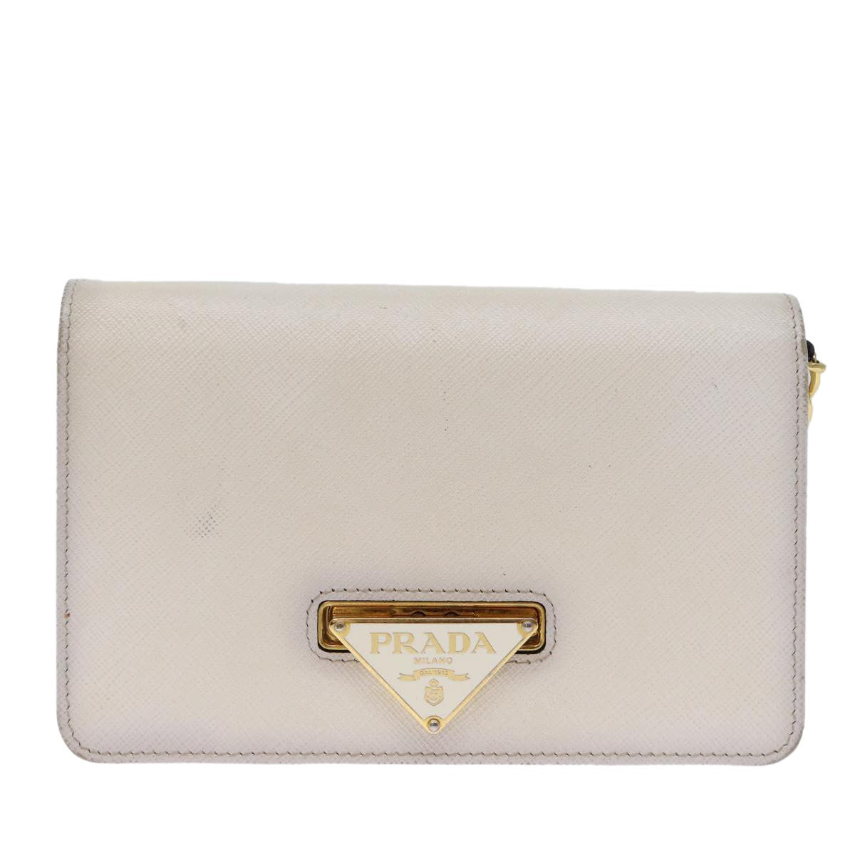 Prada Saffiano Beige Leather Shoulder Bag (Pre-Owned)